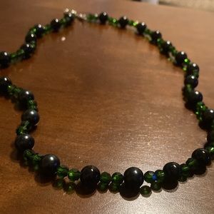 Beautiful black and green glass necklace